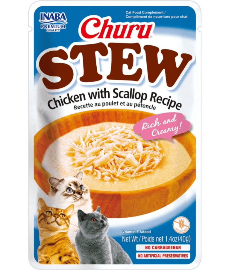 Inaba - Churu Stew Chicken With Scallop Recipe Grain-Free 40g - 1 Pouch