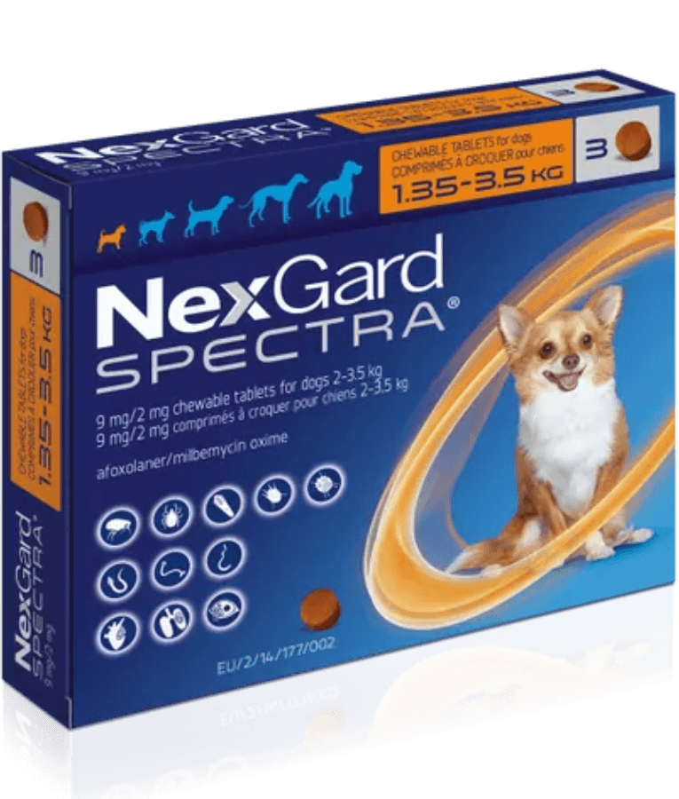 Nexgard Spectra - Tick, Flea and Worm Protection - 1.35kg-3.5kg - 1 Tablet