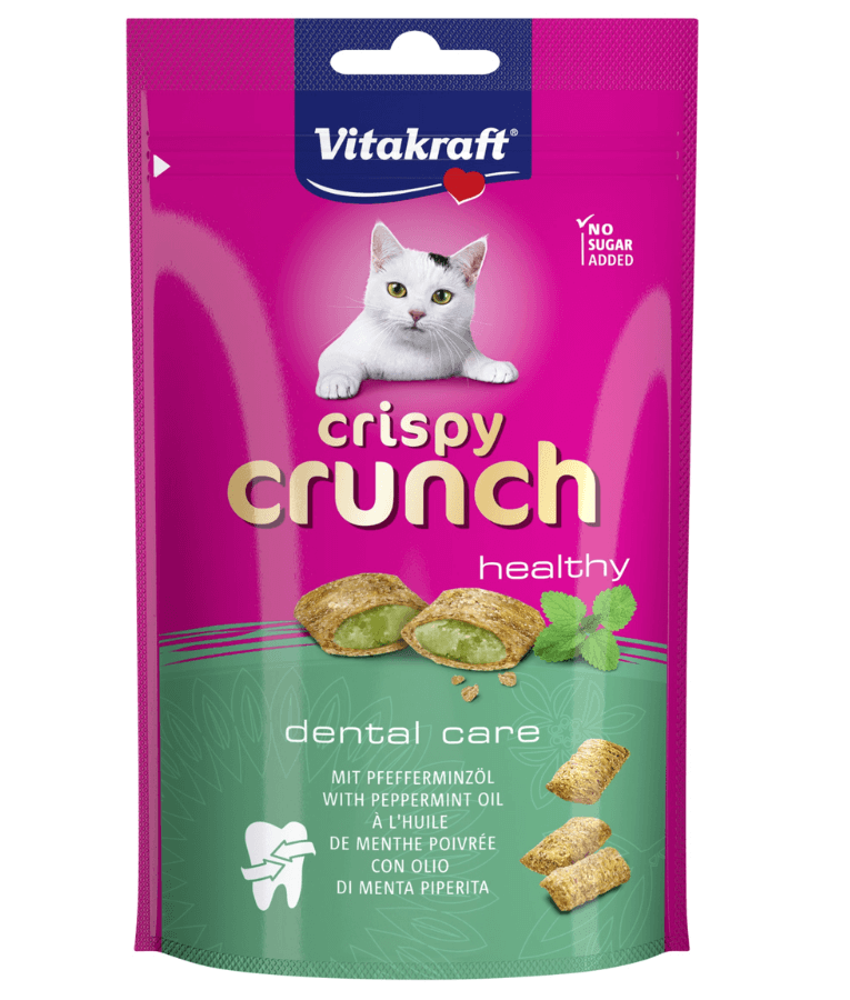 Vitakraft - Crispy Crunch, Healthy Crunchy Bites With Healthy Peppermint For Dental and Hairball Care - 60g - 1 Bag