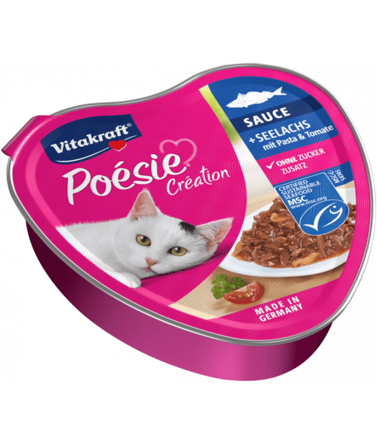 Vitakraft - Poesie Creation, Adult Wet Cat Food With Seelachs (Pollack Fish) & Tomato In Gravy - 85g - 1 Can
