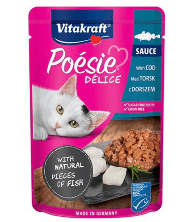 Vitakraft - Poesie Delice, Adult Wet Cat Food With Cod Fish In Gravy - 85g - 1 Pouch