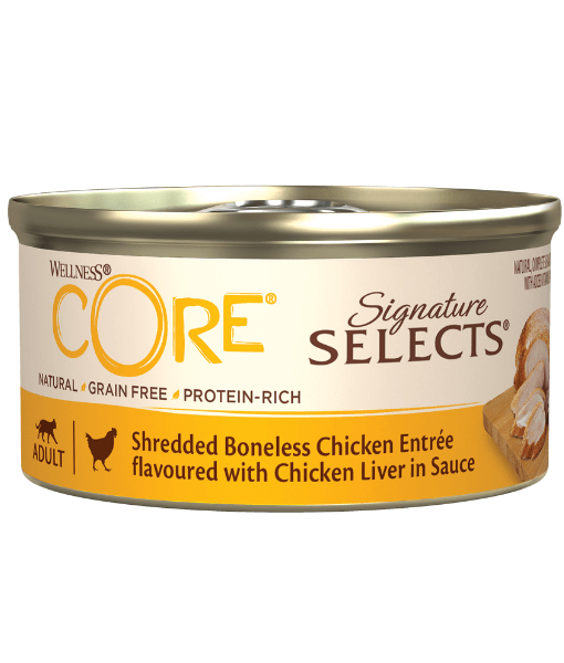 Wellness CORE Signature Selects Shredded Boneless Chicken Entree Flavored With Chicken Liver In Sauce 79g - 1 Can
