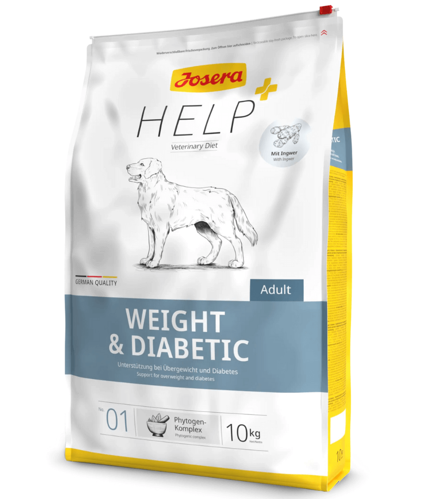 Josera - Help Weight & Diabetic Dog Dry Food – Low Sugar, High Fibre Vet Diet for Overweight & Diabetic Adult Dog – 10kg