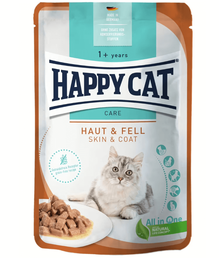 Happy Cat - Meat in Sauce - Care Skin & Coat 85g - Pouch