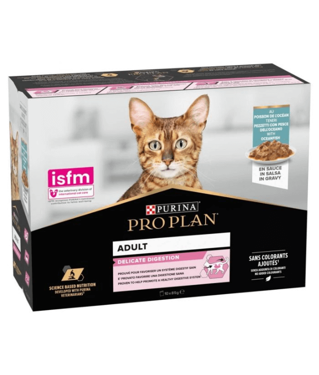 Purina - Pro Plan, Delicate Digestion Wet Cat Food, Oceanfish in Gravy 85gx10