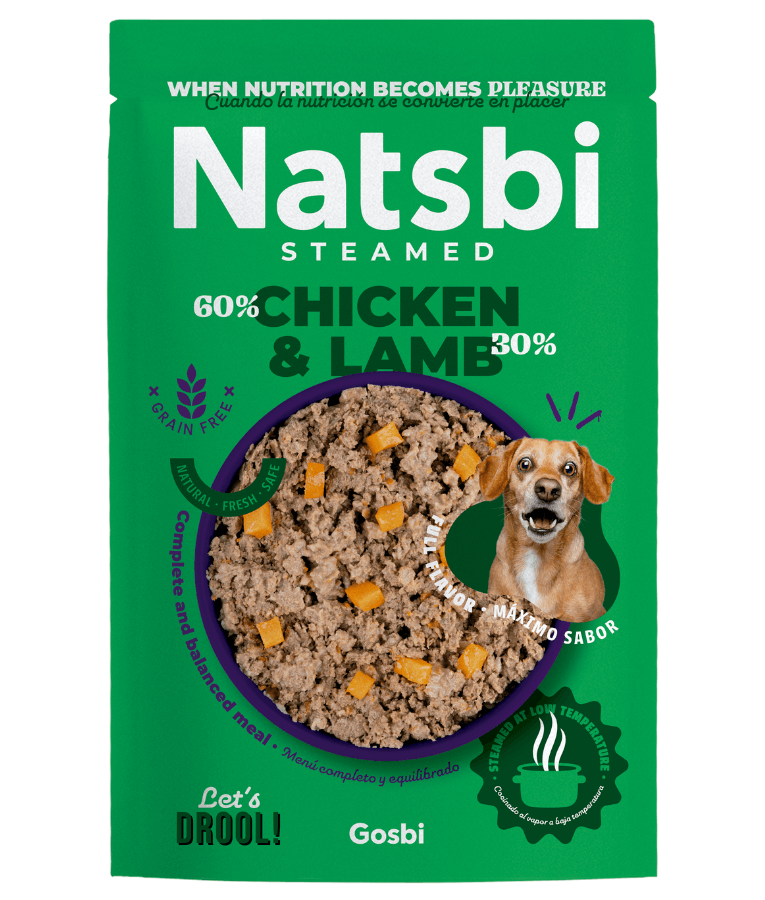 Gosbi - Natsbi Steamed, Chicken and Lamb Fresh Dog Food For Adults and Puppies – Grain-Free, All Natural Meal 200g-500g - 200g