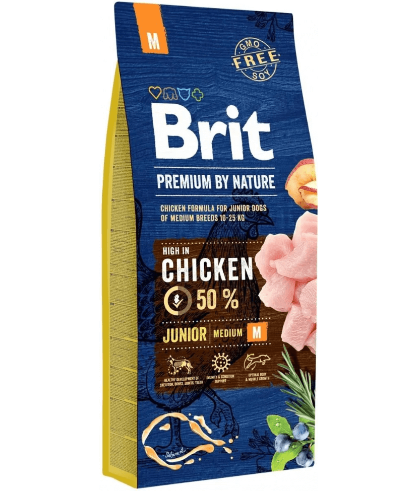Brit Premium - By Nature Junior Chicken, Joint Support, Junior Medium Breed, Dry Dog Food - 3kg - 15kg - 3 kg