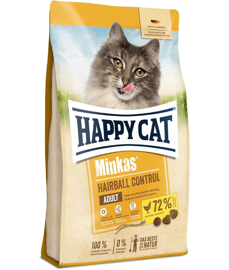 Happy Cat - Minkas Hairball Control Dry Cat Food – Poultry, Adult Cats 1.5kg - 4kg - 1.5kg