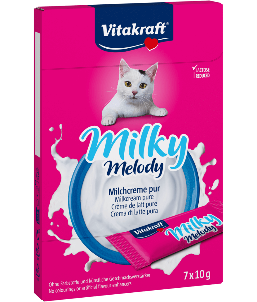 Vitakraft - Milky Melody, Lickable Creamy Tubes With Pure Milk - 7 Tubes x 10g - 1 Pouch