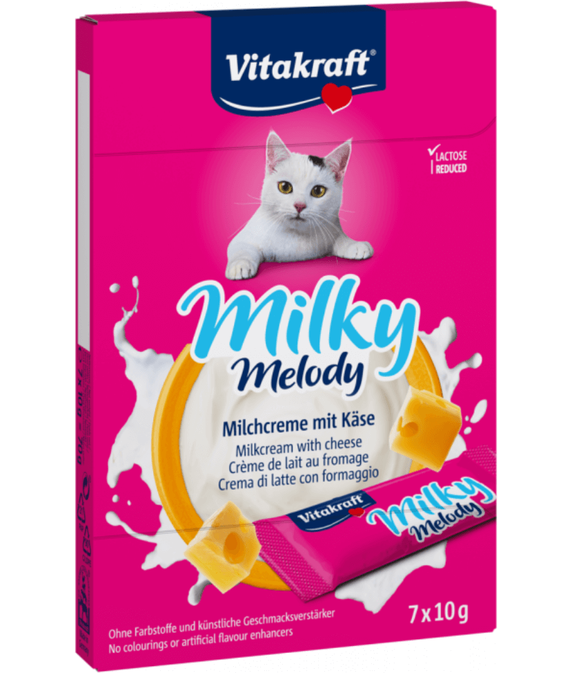 Vitakraft - Milky Melody, Lickable Creamy Tubes With Cheese - 7 Tubes x 10g - 1 Pouch