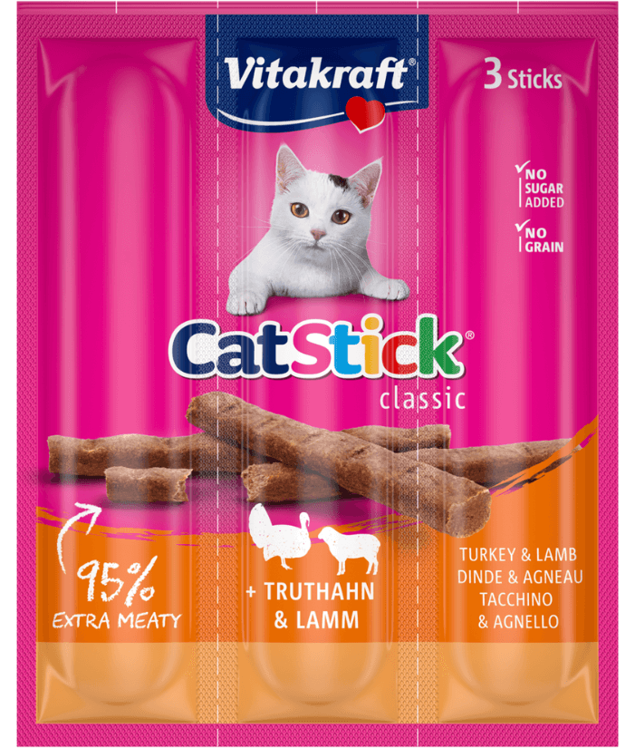 Vitakraft - CatStick, 3 Classic Soft Sticks With Turkey and Lamb - 18g - 1 Pouch