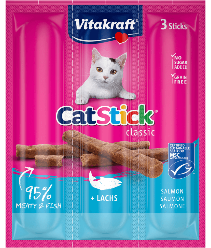Vitakraft - CatStick, 3 Classic Soft Sticks With Salmon - 18g - 1 Pouch