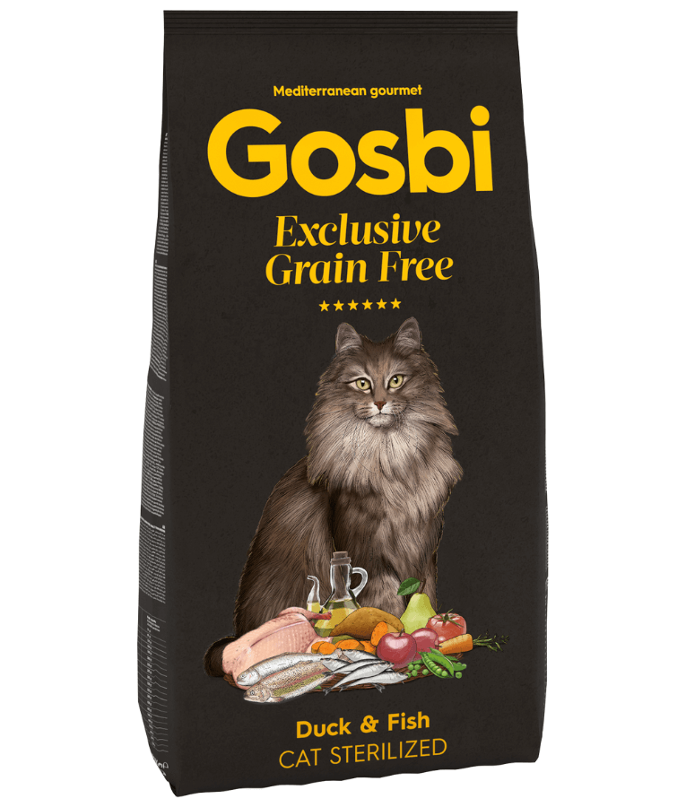 Gosbi - Exclusive, Duck and Fish Sterilized Adult Dry Cat Food, Grain-Free Formula - 0.4kg, 2kg - 0.4kg