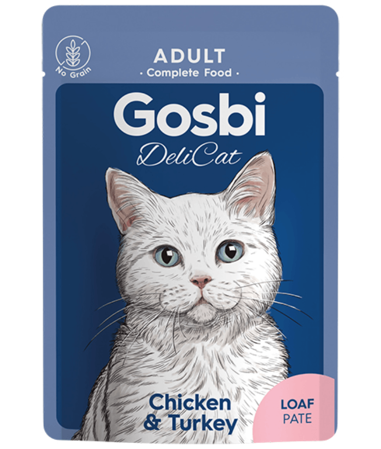Gosbi - DeliCat, Chicken & Turkey, Grain-Free, Prebiotics, Loaf Pate, Adult Wet Cat Food - 70g - 1 Pouch