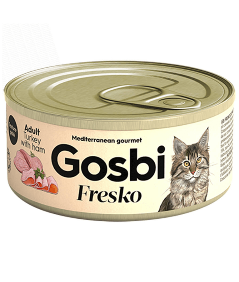 Gosbi - Fresko, Turkey & Ham, Grain-Free, High-Protein, Supplementary Wet Cat Food - 70g - 1 Can