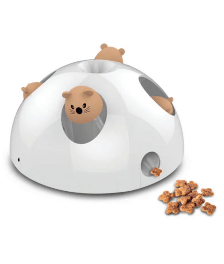 M-Pets - Catch The Mouse Interactive Cat Toy, Electronic Motion & Treat Dispenser, Light Sensor & Sound - 26×26×16 cm