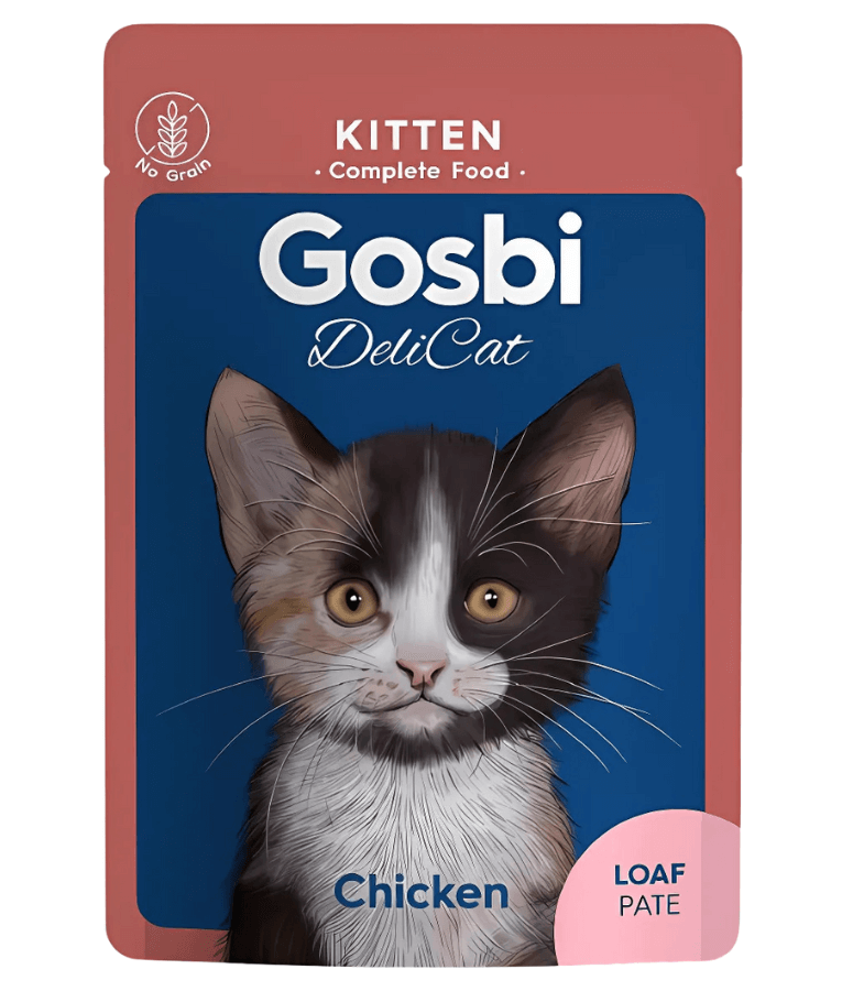 Gosbi - DeliCat, Chicken Kitten Complete Wet Cat Food – Loaf Pâté, Grain-Free, Energy-Rich – 70g - Pouch