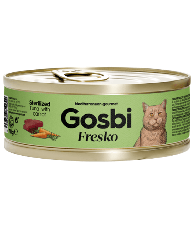 Gosbi - Fresko, Tuna with Carrot, Sterilized Complementary Adult Wet Cat Food – 70g - Can