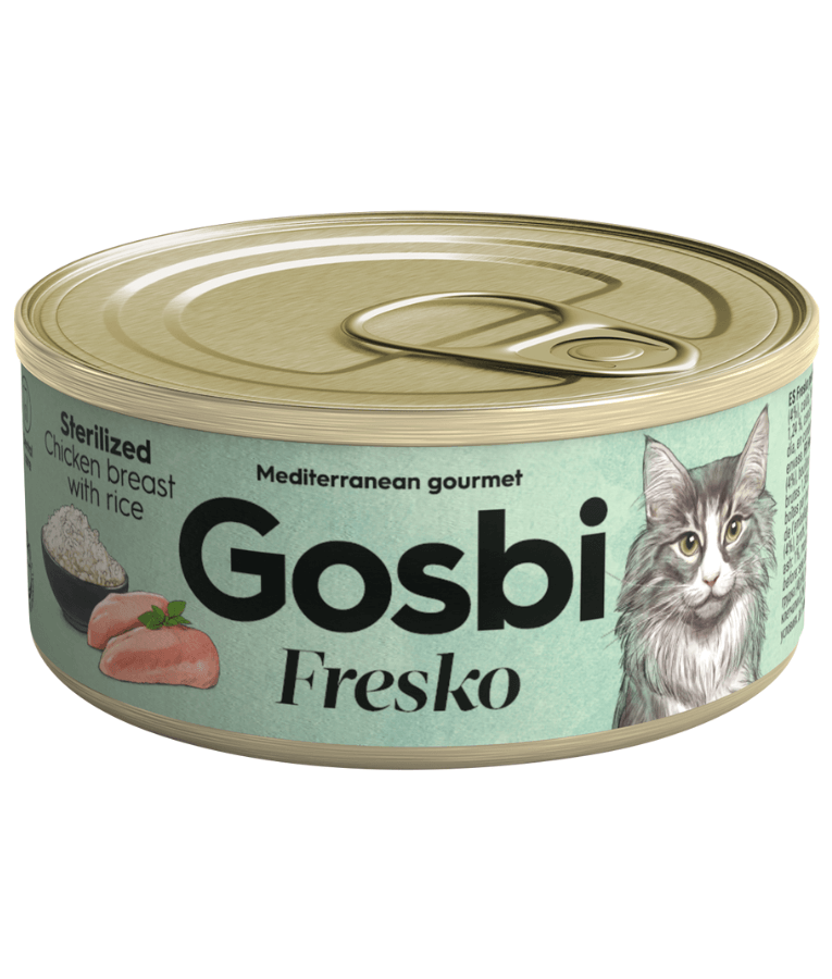 Gosbi - Fresko, Chicken Breast and Rice Sterilized Complementary Adult Wet Cat Food – 70g - Can