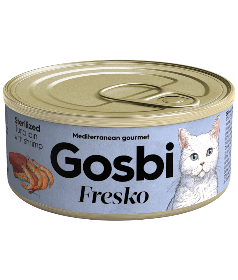 Gosbi - Fresko, Tuna and Shrimp Sterilized Complementary Adult Wet Cat Food – 70g - Can