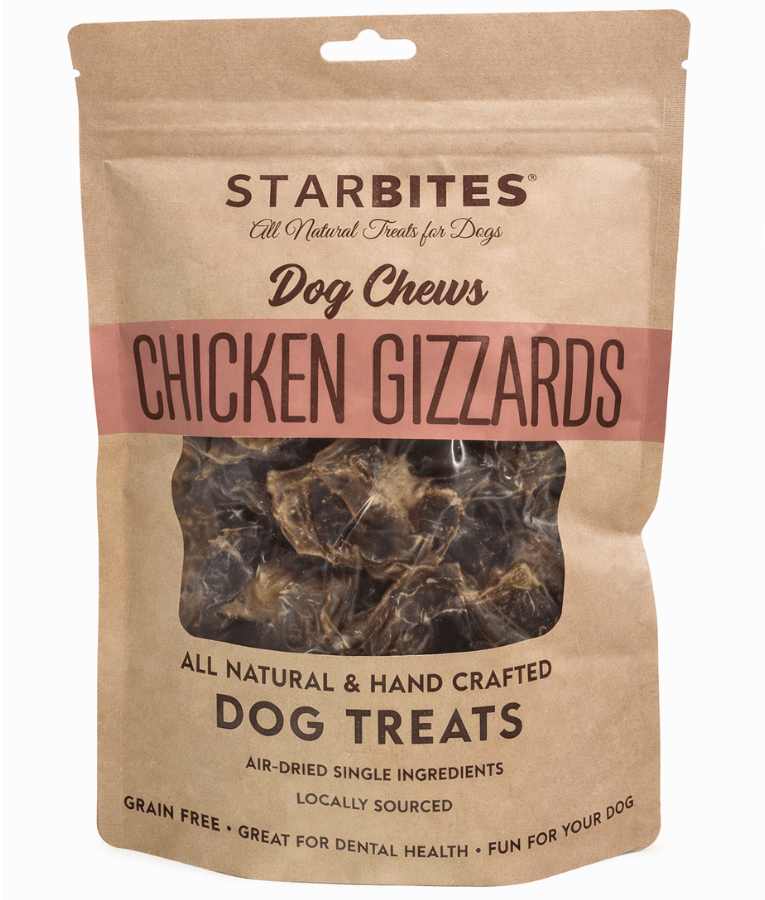 All Natural - Chicken Gizzards - Starbites Dog Chews , Grain-Free, Air-Dried 50g