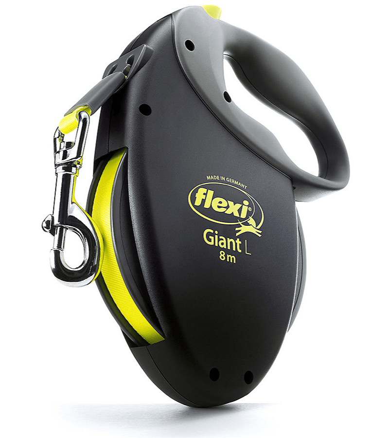 Flexi - Giant Neon Tape Retractable Leash - 8m Tape - Large Dogs up to 50kg - Black/Neon Yellow