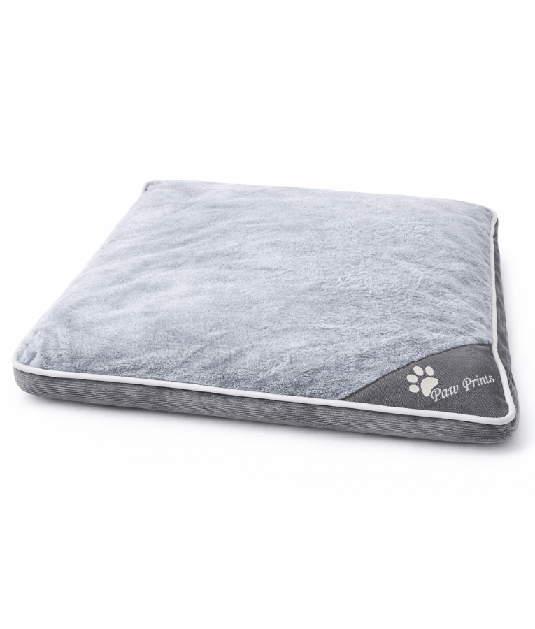 King Queen – Paw Prints Plush Pillow Dog Bed, Removable Washable Cover – 90 × 67 × 12 cm