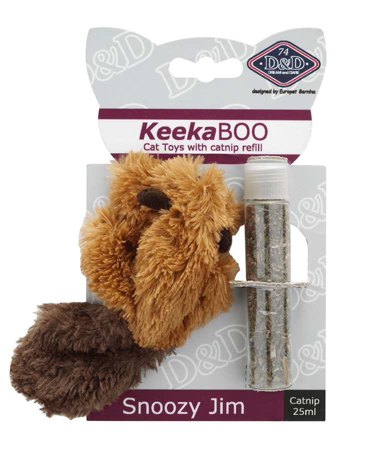 Duvo - D&D KeekaBoo Snoozy Jim Cat Toy with Premium Catnip Refill – Plush Cat Toy - 8cm
