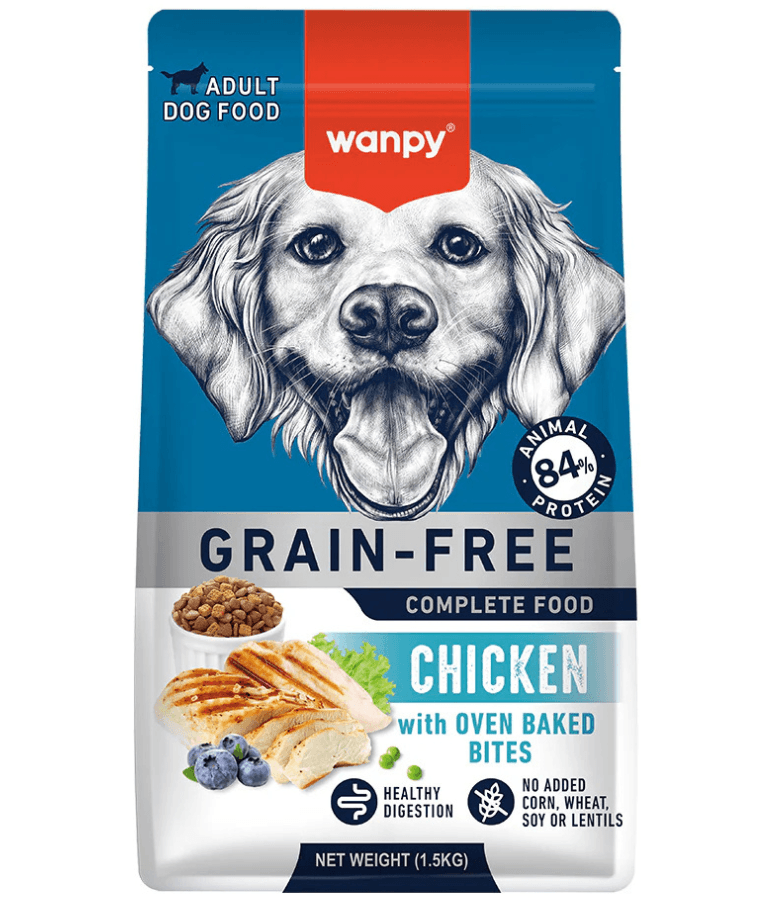 Wanpy - Grain-Free Chicken Adult, Small & Medium Breed Sizes Dry Dog Food, High Animal Protein, Joint & Digestive Support - 1.5 kg - 12 kg - 1.5 Kg