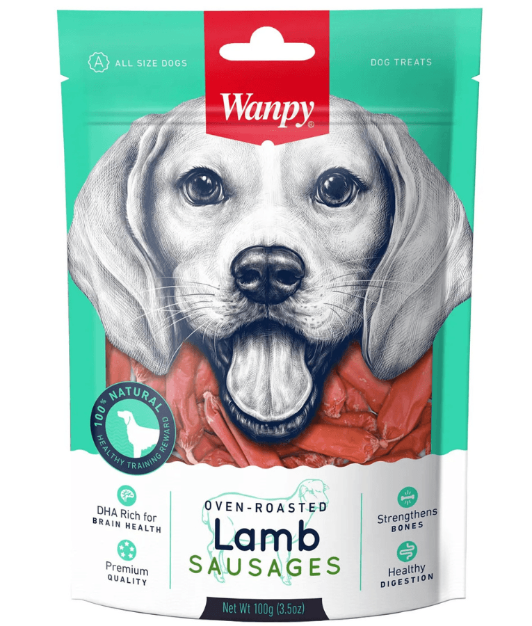 Wanpy - Lamb Sausages, lamb and chicken protein, oven-roasted treat, All Life Stages, All Breed Sizes - 100 g