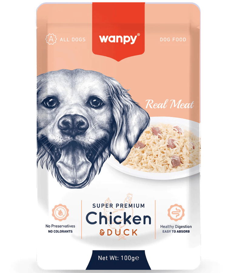 Wanpy - Chicken & Duck Fillet, Wet Dog Food, Easy Digestion, All Life Stages, All Breed Sizes - 100 g - 1 Pack