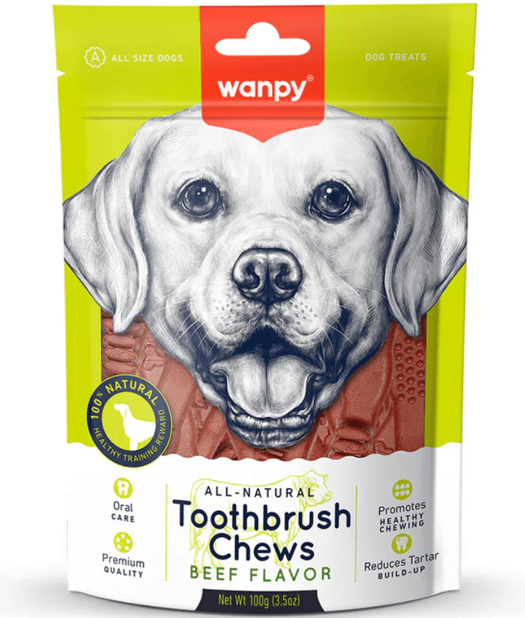 Wanpy - Toothbrush Chews Beef Flavor, Dental Care, Tartar Control, All Life Stages, All Breed Sizes Dry Dog Food - 100g