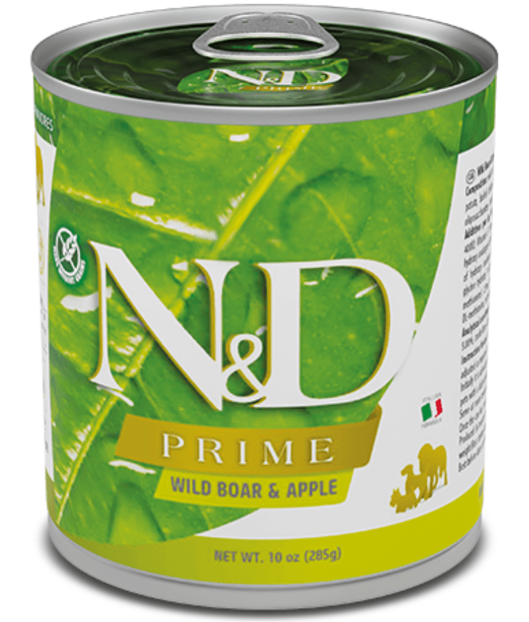 Farmina - N&D Wild Boar & Apple, Grain-Free, High Animal Protein, Low Glycemic, Adult All Breeds, Wet Dog Food - 285 g - 1 Can