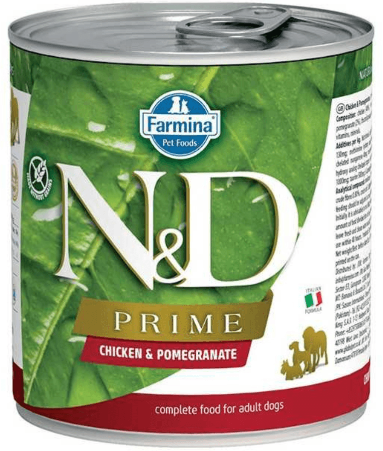 Farmina - N&D Chicken & Pomegranate, Grain-Free, High Animal Protein, Low Glycemic, Adult All Breed Sizes Wet Dog Food - 285 g - 1 Can