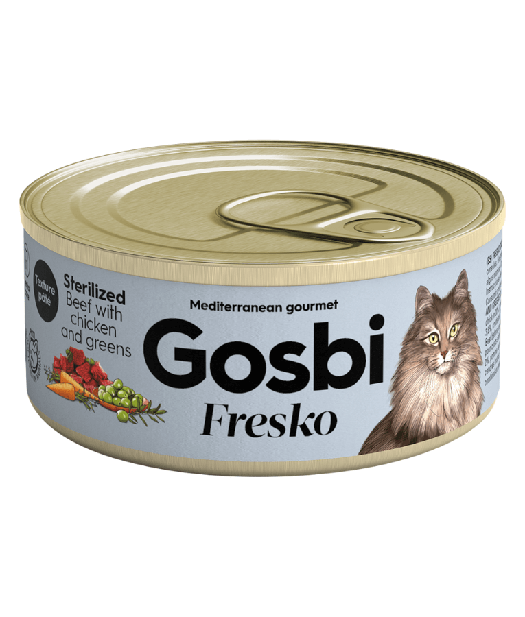 Gosbi - Fresko, Beef, Chicken, and Vegetables Sterilized Complementary Adult Wet Cat Food - Grain-Free 70g - 1 Can