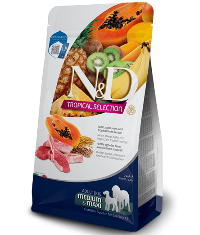 Farmina - N&D Tropical Selection, Lamb and Tropical Fruits Adult Dry Dog Food For Medium & Maxi Breeds 10kg - 10 kg