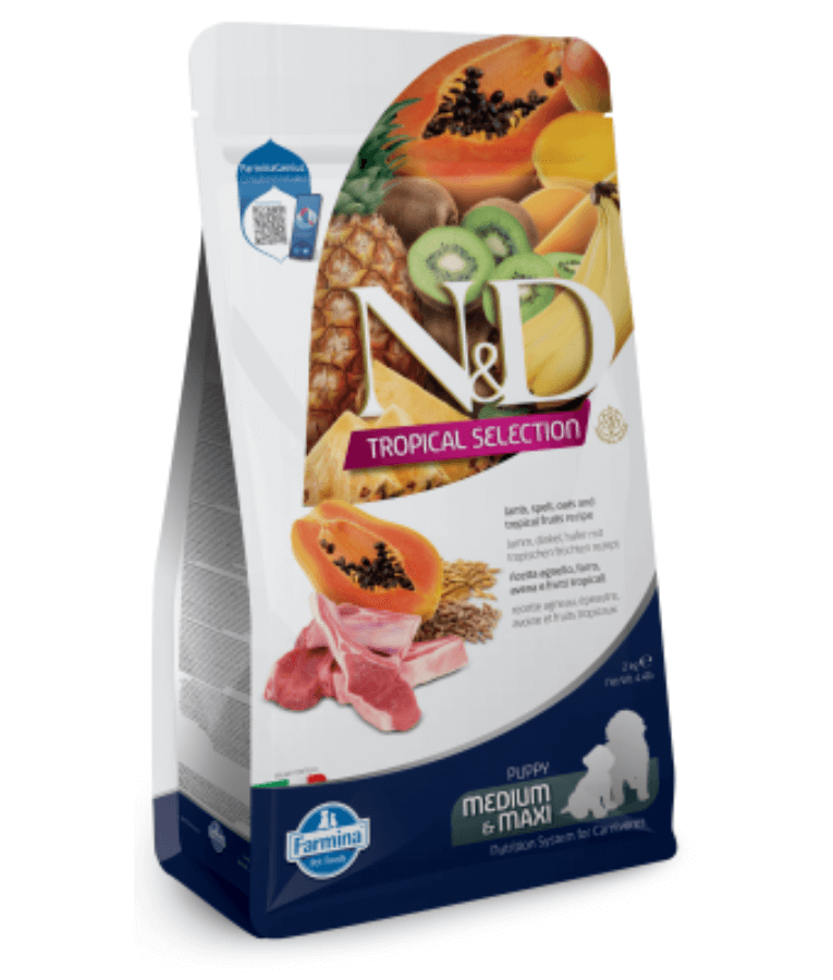 Farmina - N&D Tropical Selection, Dry Dog Food - Lamb, Spelt, Oats & Tropical Fruits Puppy Medium & Maxi 10kg - 10 kg
