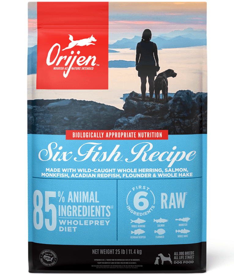 Orijen - Six Fish Recipe, Wild-Caught Fish, High-Protein, Grain-Free - Immune, Skin & Digestive Support, All Life Stages, All Breed Sizes Dry Dog Food - 2kg - 11.4kg - 2 kg