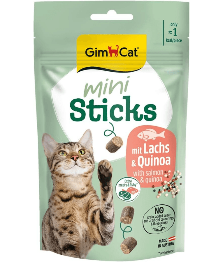 GimCat - Mini Sticks, Salmon & Quinoa, Grain-Free, High Meat Content, All Life Stages - 50g