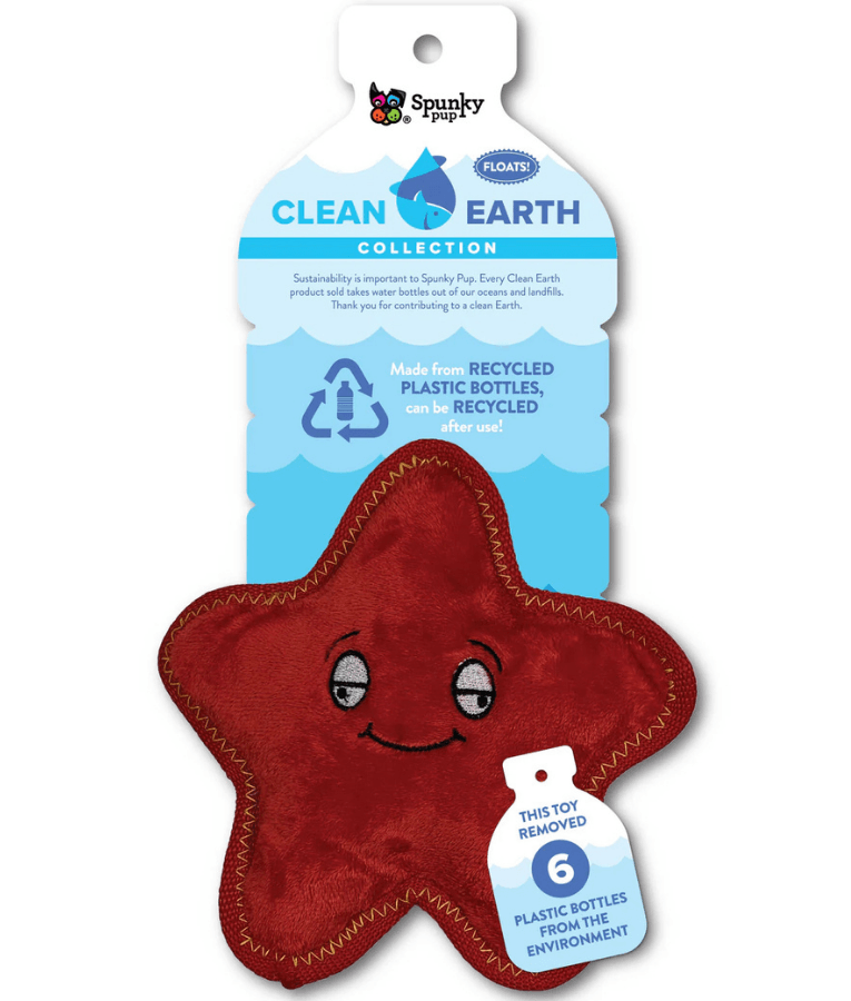 Spunky Pup - Starfish Clean Earth Plush Textured, Recycled Materials, Sustainable Floating Squeaky Dog Toy - Small