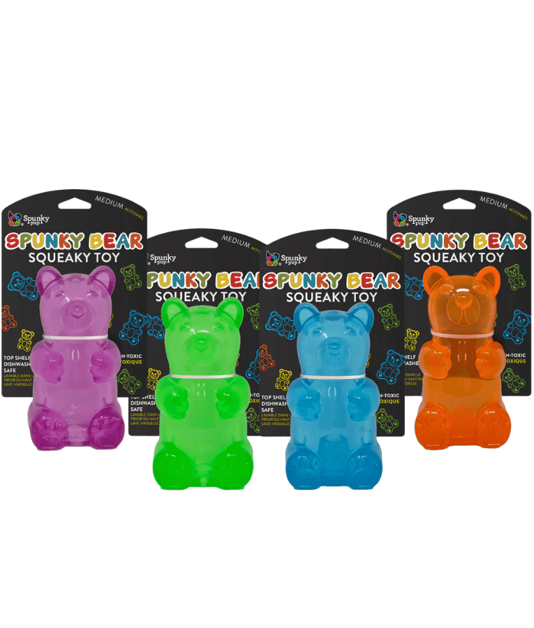 Spunky Pup - Gummy Bear Squeaky Toy, Non-Toxic Durable Rubber, Chew Toy for Dogs - Medium - Green