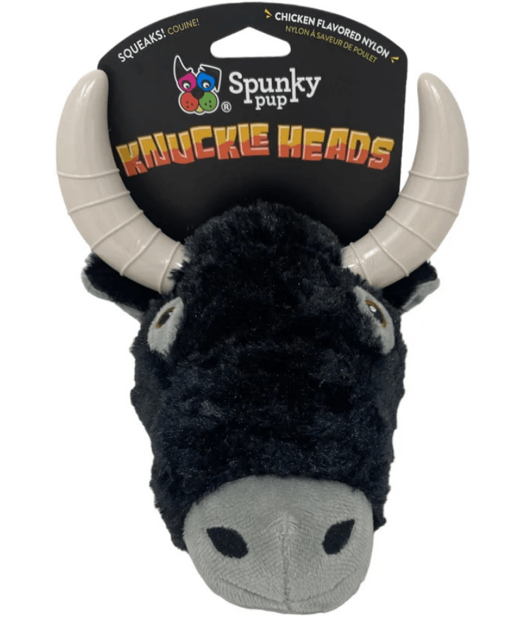 Spunky Pup - Knuckleheads Bull 2-in-1 Plush & Nylon Chew Toy, Dental Play