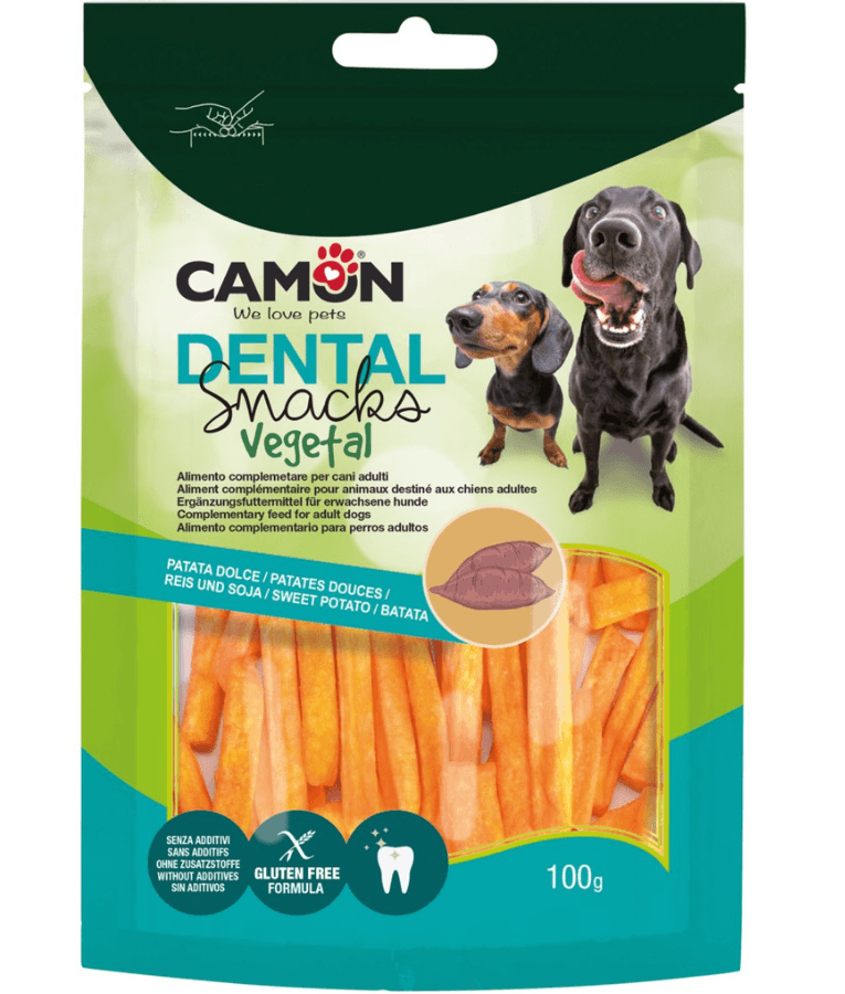 Camon - Dental Snack Sticks, Sweet Potato, Gluten-Free Chewy Treat for Adult Dogs - 100g