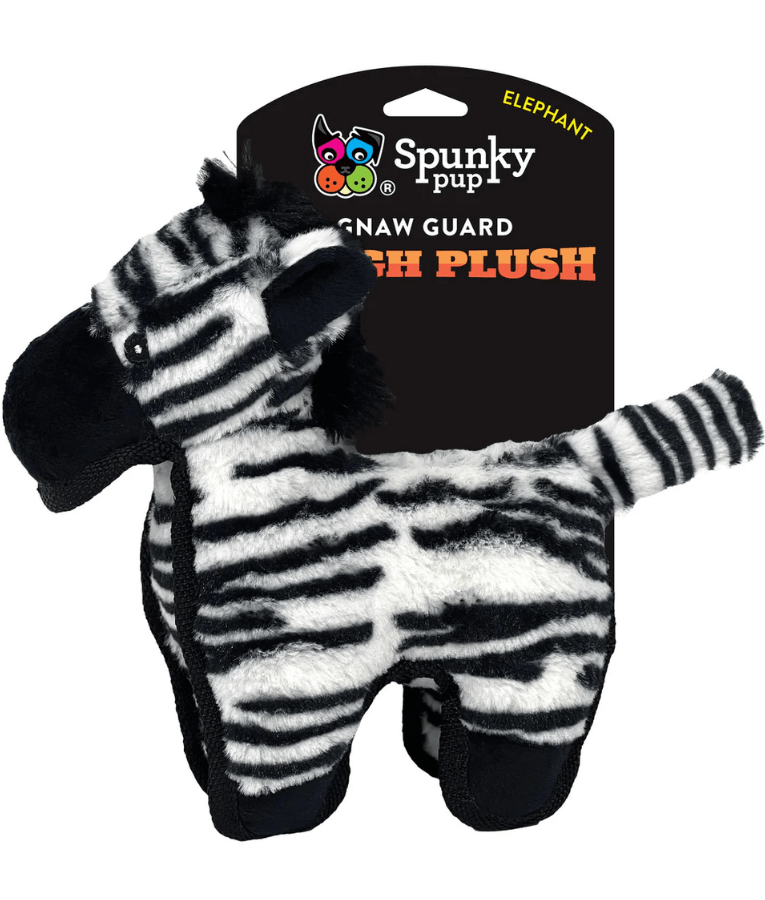 Spunky Pup - Tough Plush Zebra Toy, Triple Stitch Durable Squeaky