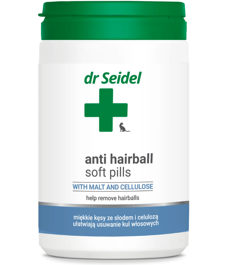 Dr. Seidel - Anti Hairball Soft Pills, Malt & Cellulose Daily Digestive Support Treats, With Fish Flavor, For Cats - 225 g