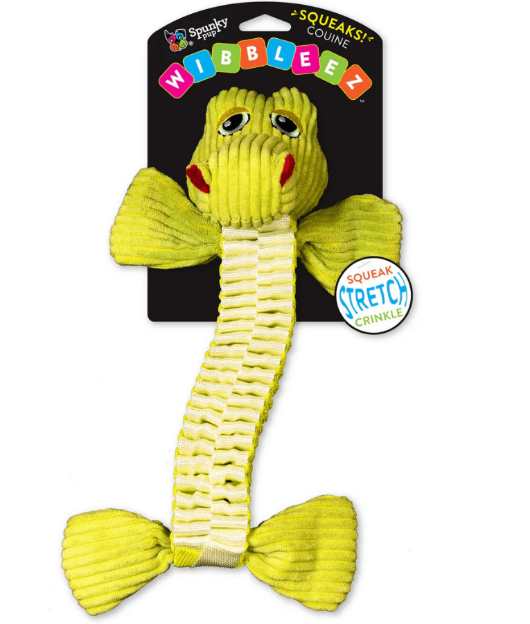 Spunky Pup - Wibbleez Straight Gator, Stretch & Squeak Plush Dog Toy