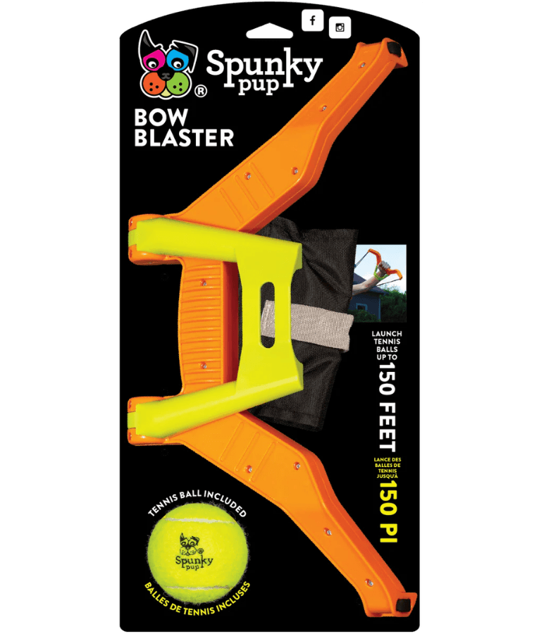 Spunky Pup - Bow Blaster Ball Launcher, Long Distance Fetch Toy, Ball Included