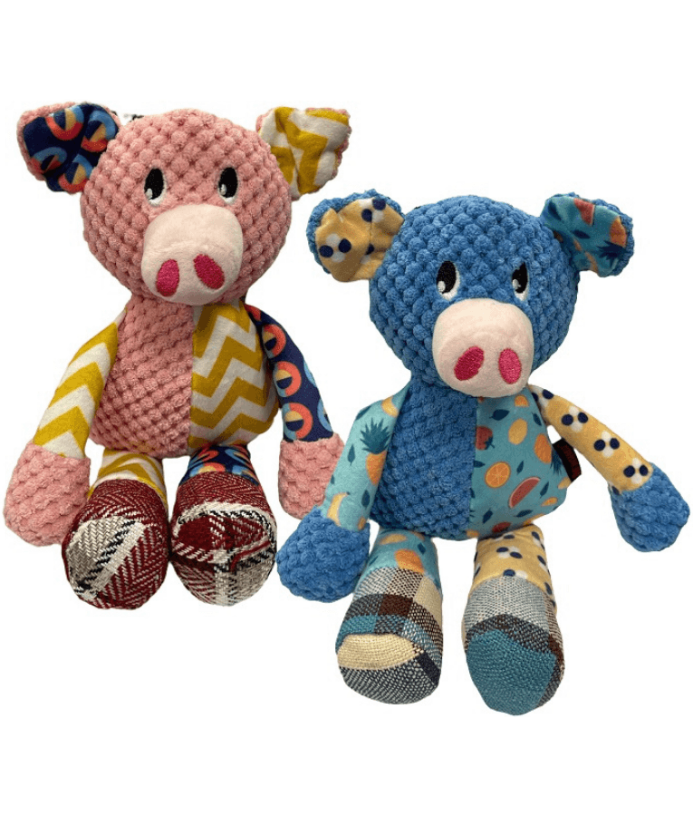 Pet Interest - Cuddly Cute Pig Plush Dog Toy, Squeaker & Crinkle Sound, Soft Comfort Toy - Pink