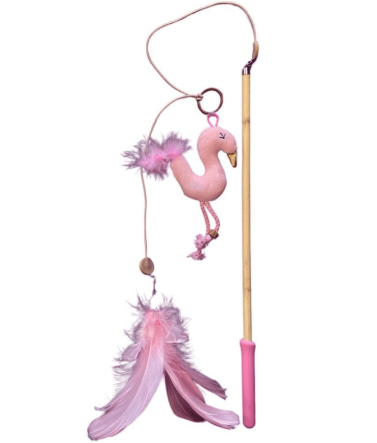 Pet Interest - Bamboo Stick with Silvervine Flamingo Cat Teaser Toy - 41 cm