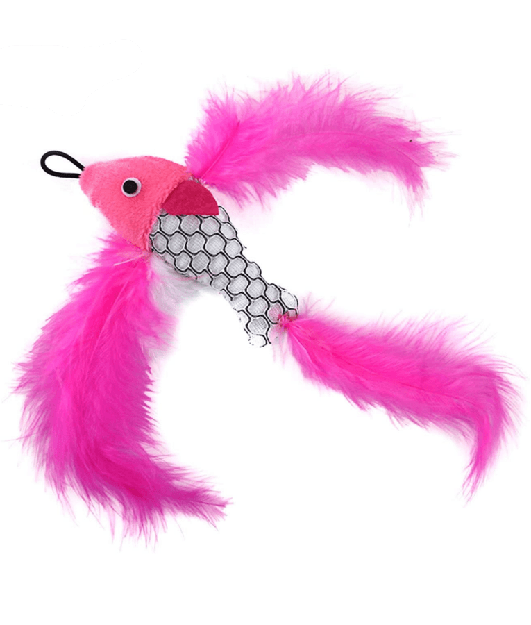 Pet Interest - Sea Fish Replacement Plush Cat Toy with Silvervine & Bell, Feathered Cat Toy - 8 cm - Blue Angelfish